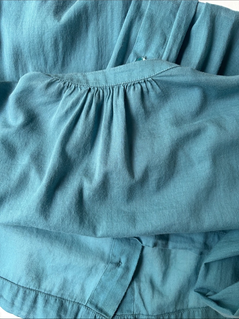 Doen Jane Blouse Peasant Blue Poplin Small 100% Organic Cotton Prairie Button - Picture 13 of 17